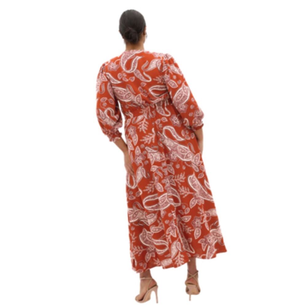 City Chic Jessie Print Maxi Dress Paisley Ginger Print Orange Plus Size 22 NEW - Picture 3 of 7